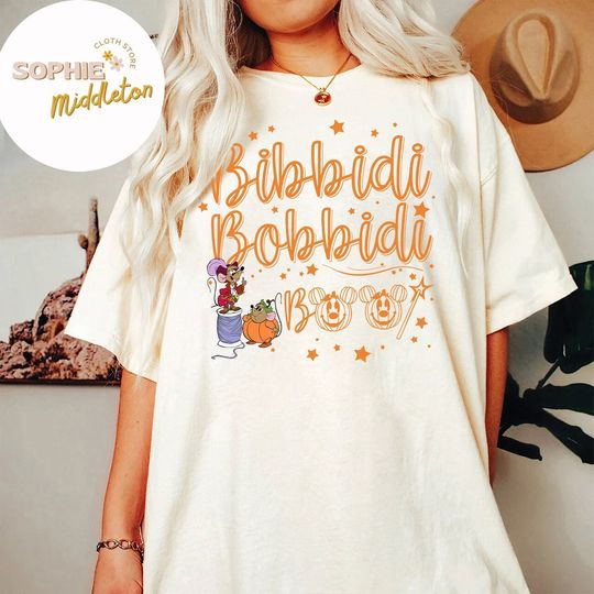 Disney Bibbidi Bobbidi Boo Halloween Shirt, Jaq And Gus Shirt, Halloween Pumpkin Shirt
