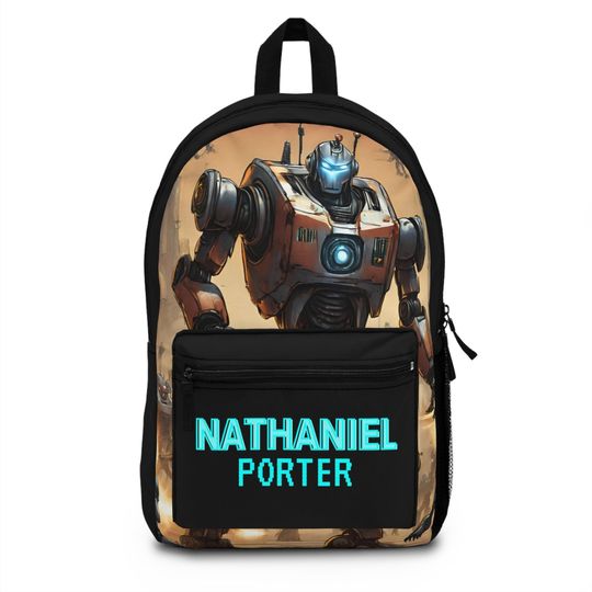 Personalized Robot Backpack | Custom Name Hero Bookbag | Back to School Bookbag for Boys | Boys Backpack | Superhero Name Backpack