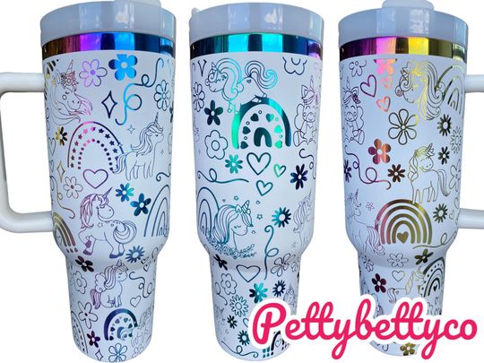 Unicorns and rainbows tumbler - 40oz Tumbler - Cute Unicorn Tumbler - Rainbow Love tumbler - engraved Tumbler - 40oz tumbler