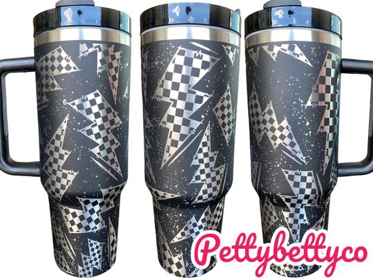 Checkered Flag Lightning Bolt Cup - Race Life Tumbler - Racing Cup -  Race Tumbler Car Truck Checkered Flag Dirt Track Motocross
