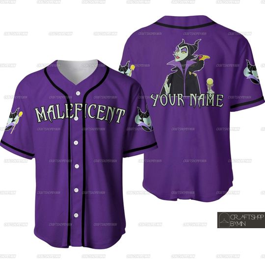 Custom Maleficent Baseball Jersey, Disney Maleficent Jersey Shirt, Disney Villain Jersey, Personalized Maleficent Shirt, Halloween Gift