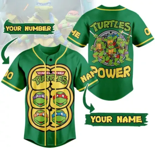 TMNT Turtles Power Baseball Jersey Shirt