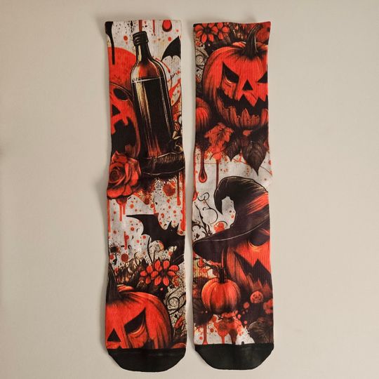 Halloween Socks/ Funny Pumpkin Socks/ Crazy Socks/ Quirky Socks/ Funny Halloween Socks