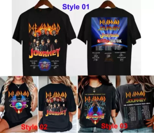 Def-Leppard And Journey The Summer Stadium Tour 2024 Signature T-Shirt, 3 Styles
