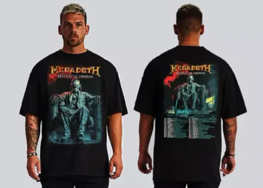 MEGADETH DESTROY ALL ENEMIES TOUR 2024 FRONT AND BACK PRINT BLACK T SHIRTS