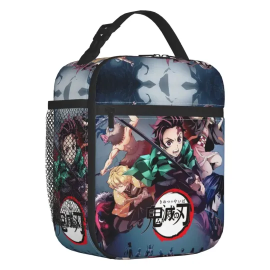Anime Manga tanjiror Kimetsu No Yaiba Thermal Insulated Lunch Bag, demon Portable Lunch Tote for School Storage Food Box