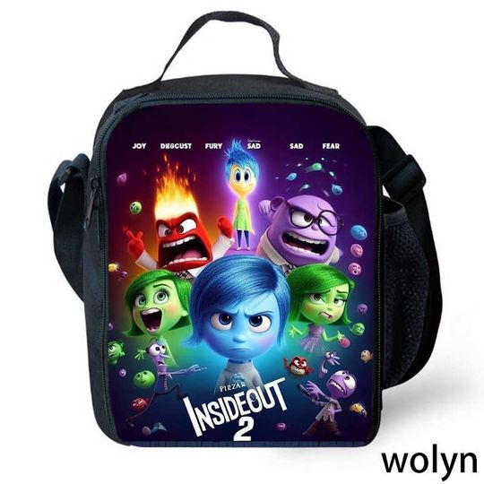 Inside Print Out Lunch Bags for Child ,Cartoon Picnic Bags for Boys Girls,Cooler Bags for School,Students Insulated Bag