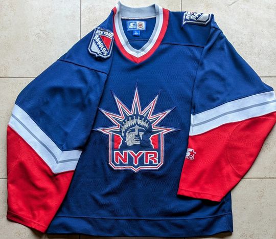 New York Rangers 90s STARTER jersey navy Liberty alt L NHL hockey vintage