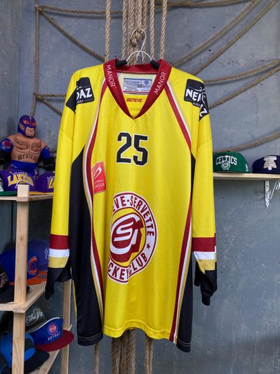 Geneva Servette #25 Breitbach Hockey Jersey Pro Size XXL Yellow Men Vintage