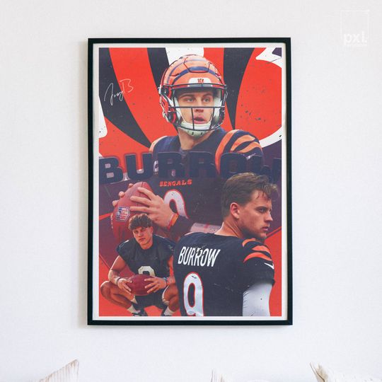 Joe Burrow Poster, Cincinnati Bengals Poster, football Poster, Football Art, Sports Wall Art