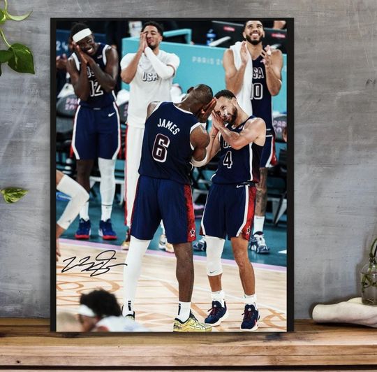 Lebron James / Steph Curry Poster, Signed team USA Basketball, NBA poster, gold medal, Sport Poster For Friend Olympics, USA Basketball