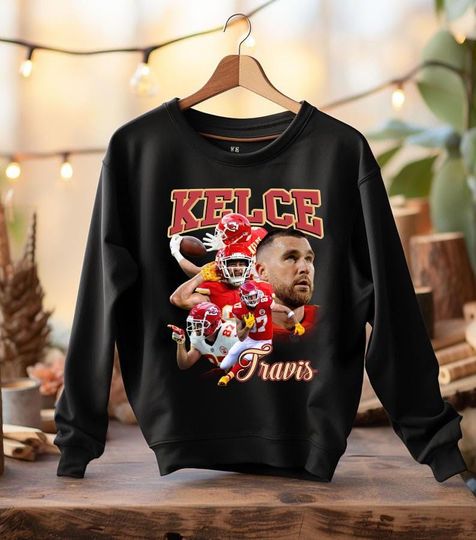 Vintage 90s Graphic Style Travis Kelce Sweatshirt, Travis Kelce Shirt, Kansas City Football Shirt, Vintage Oversized Sport Shirt Sweatshirt