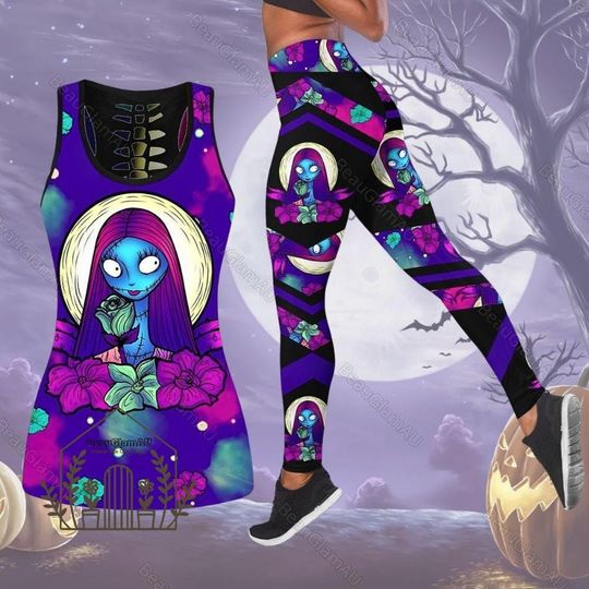 Halloween Nightmare Before Sally Tank Top, Creepy Movie Leggings, Disney Halloween