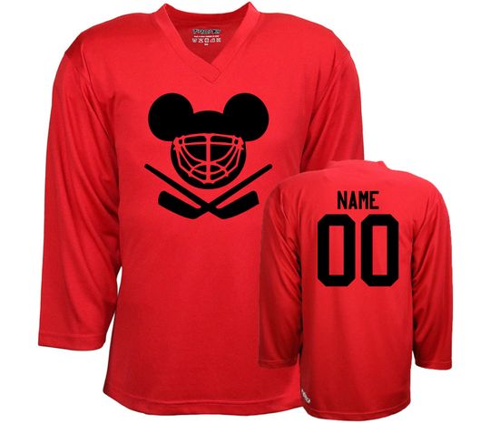 Customizable Mouse Ears Helmet Ice Hockey Jersey with Name and Number on the back