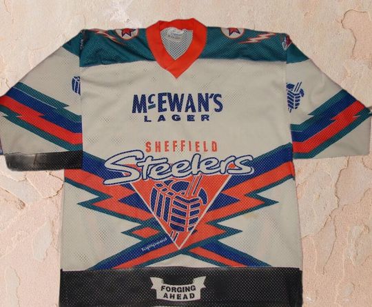 Rare Vintage 90s England Sheffield Steeler Ice Hockey Long Sleeve Men's Jersey