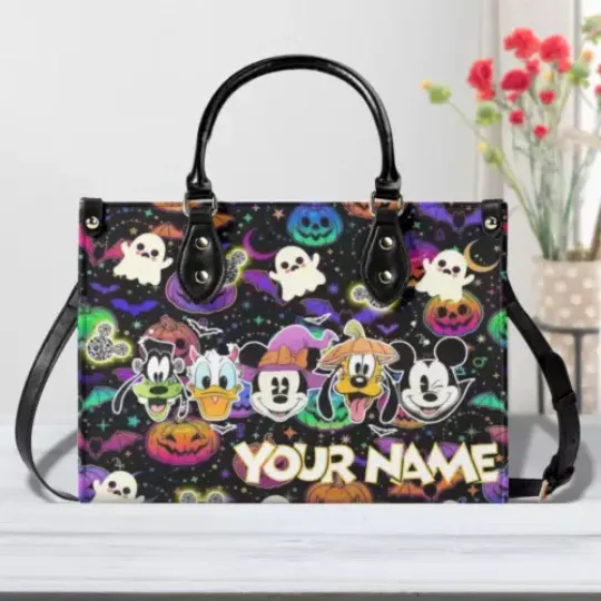 Personalized Disney Mickey Mouse Halloween Luxury Women Leather Handbag