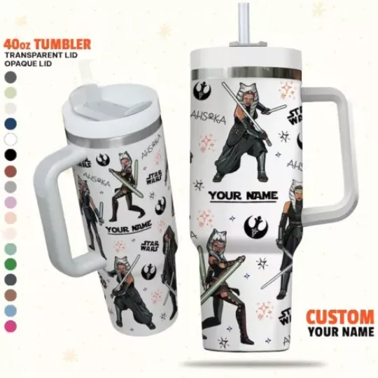 Custom Star Wars Ahsoka Tano Colorful Tumbler, Disney Characters Christmas 40oz