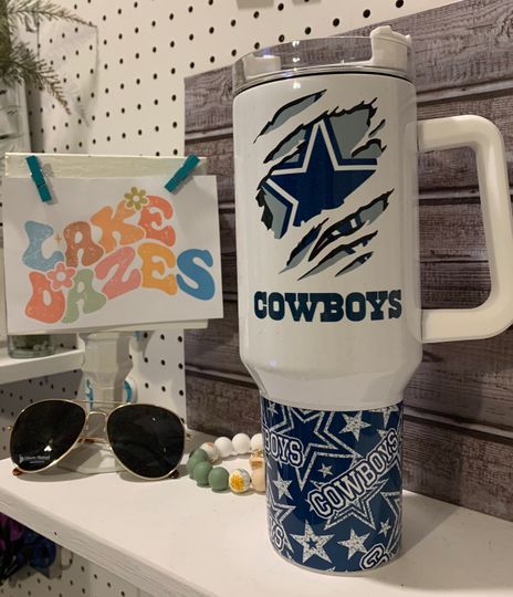 Dallas Cowboys Tumblers 40 oz With Handle, American Football Fan Gifts, Sport Merch