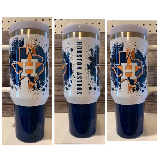 40 oz tumbler with handle, Astro Fan, Houston Baseball, Baseball Tumbler, Baseball Fan,