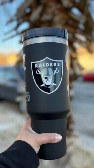 40oz LV Raiders tumbler, LV Raiders cup, Raiders Inspired tumbler, Raiders gift, football fan gift, Las Vegas raiders gift, raiders fan
