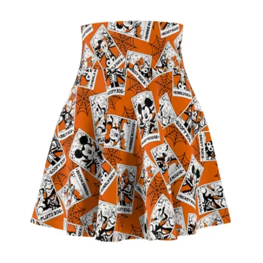 Mickey Halloween Tarot Cards Women's Skater Skirt