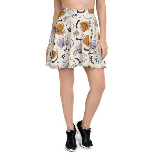 Halloween Treat Bucket Skater Skirt