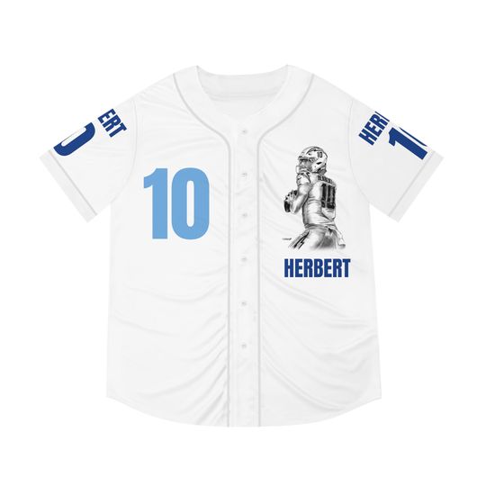 Men's Baseball Jersey (AOP) Justin Herbert Los Angeles Chargers football Football Original Sports Athlete Artwork from Dantel Art LLC