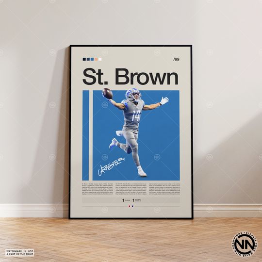 Amon-Ra St. Brown Poster, Detroit Lions Print, football Poster, Sports Poster, football Fans, Football Poster, football Wall Art, Sports Bedroom Posters