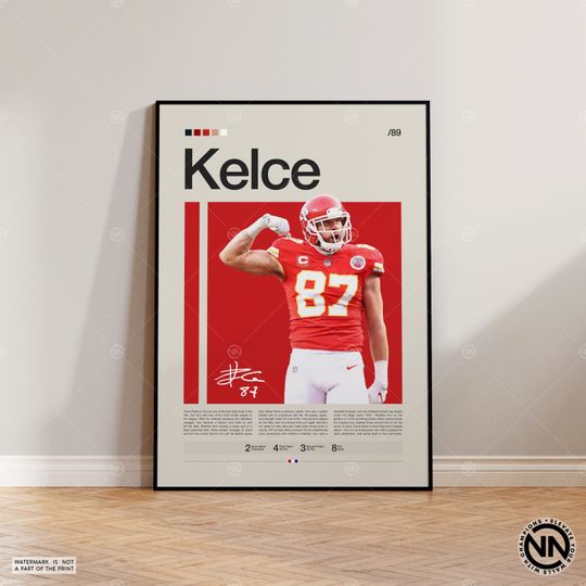 Travis Kelce Poster, Kansas City Chief Poster, football Poster, Sports Poster, Football Poster, football Wall Art, Sports Bedroom Posters