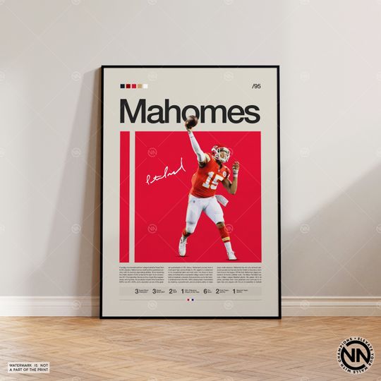 Patrick Mahomes Poster, Kansas City Chief Poster, football Poster, Sports Poster, Football Poster, football Wall Art, Sports Bedroom Posters