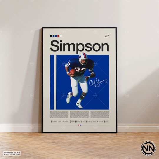 O. J. Simpson Poster, Buffalo Bills Print, football Poster, Sports Poster, football Fans, Football Poster, football Wall Art, Sports Bedroom Posters