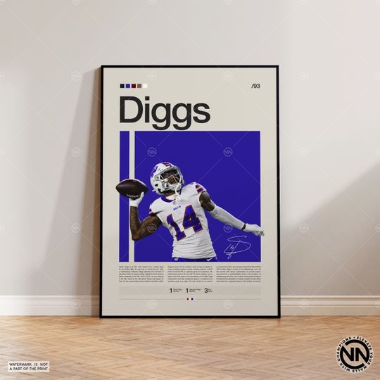Stefon Diggs Poster, Buffalo Bills Poster, Bills Fan Gift, football Poster, Sports Poster, Football Poster, football Wall Art, Sports Bedroom Posters
