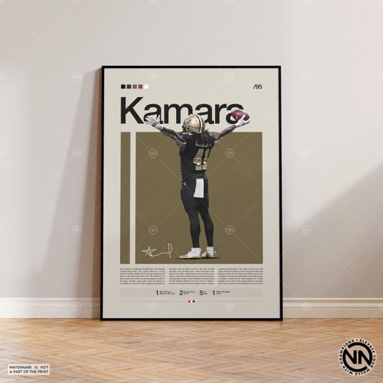 Alvin Kamara Poster, New Orleans Saints Poster, football Poster, Sports Poster, Football Poster, football Wall Art, Sports Bedroom Posters