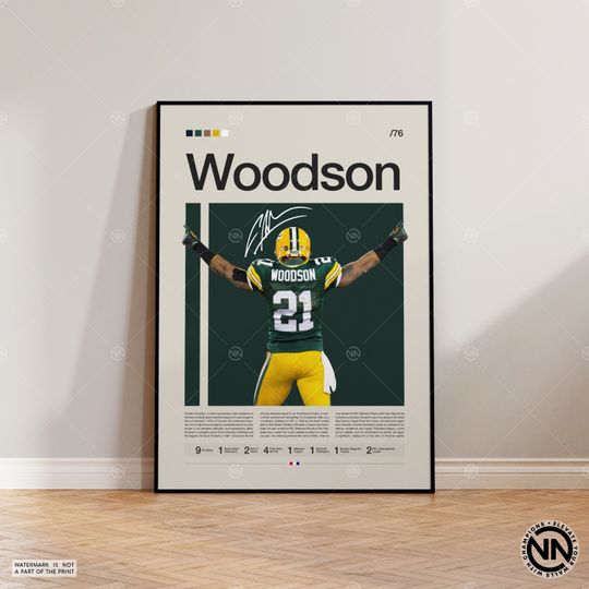 Charles Woodson Poster, Green Bay Packers Print, football Poster, Sports Poster, football Fans, Football Poster, football Wall Art, Sports Bedroom Posters