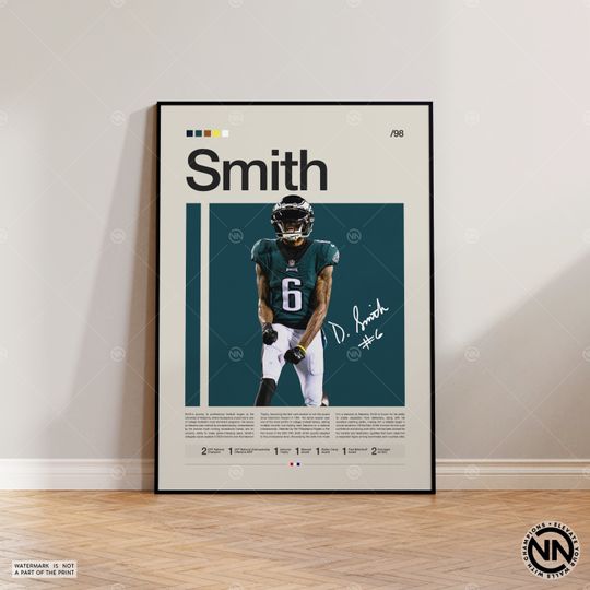 DeVonta Smith Poster, Philadelphia Eagles Print, football Poster, Sports Poster, football Fans, Football Poster, football Wall Art, Sports Bedroom Posters