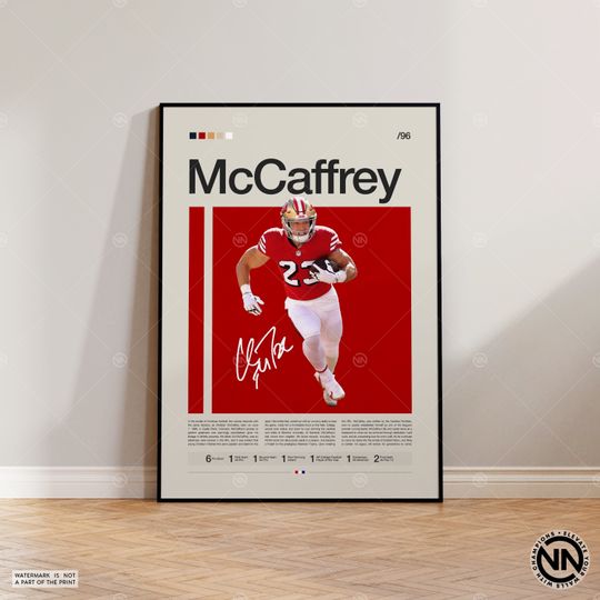 Christian McCaffrey Poster, San Francisco 49ers, football Poster, Sports Poster, football Fans, Football Poster, football Wall Art, Sports Bedroom Posters