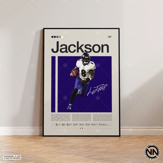 Lamar Jackson Poster, Baltimore Ravens Print, football Poster, Sports Poster, football Fans, Football Poster, football Wall Art, Sports Bedroom Posters