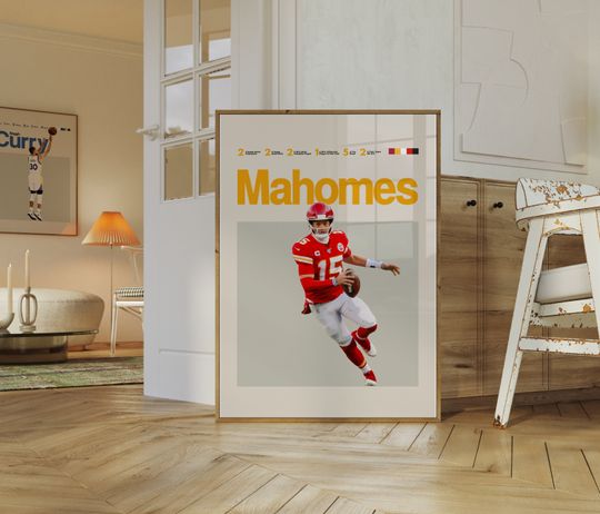 Patrick Mahomes Poster, Kansas City Chiefs football Poster, Minimalist, Helvetica, Mid-Century Modern, Football Bedroom Decor, football Gift
