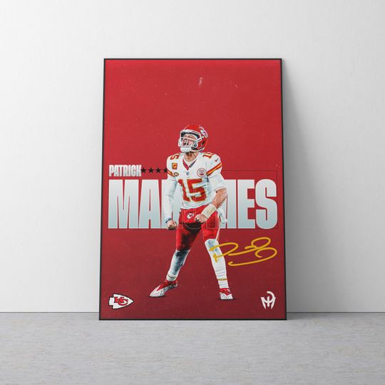 Patrick Mahomes Poster, Chiefs Poster, football Poster, Sports Poster, Mid Century Modern, football Fans, Football Gift, Sports Bedroom Posters