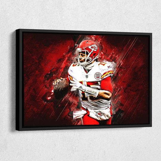 Patrick Mahomes Poster, Kansas City Chiefs, Patrick Mahomes Wall Art, Sports Decor, Man Cave Gift, Sports Print Art, Red Background Poster