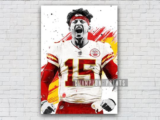 Patrick Mahomes Poster, Kansas City Chiefs Print, Kids gift, Gym, Man Cave Decoration, Basement, Boys Playroom Decor, Football Poster