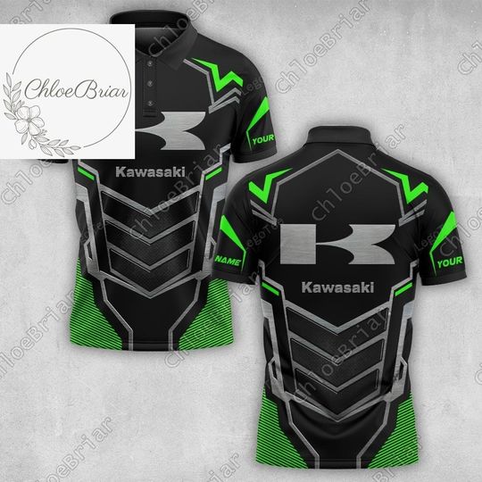 Halloween Kawasaki Polo Shirt, 3D All Over Print Shirt, Kawasaki Men Shirts, Kawasaki Racing, Personalized Golf Polo, Dirt Bike Shirt