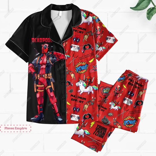 Deadpool Pajama Set, Spider Man Pajamas, Deadpool Movie Holiday Pajamas, Deadpool 3  Pajamas, Superhero Set Of Pajamas, Halloween Shirt