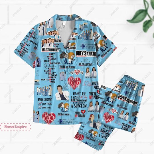 Greys Anatomy Pajamas, Greys Anatomy Shirts, Doctor Grey Pajamas Set, Greys Sloan Holiday Pajamas, Greys Anatomy Halloween Pajamas