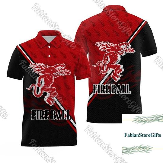 Halloween Fireball Polo Shirt, Golf Shirts For Men, Fireball Shirts, Fireball Whisky Men Shirt, Dad Polo Shirt, Bachelorette Party