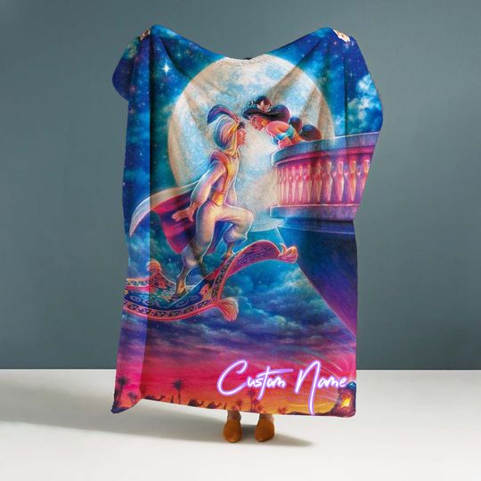 Handmade Blanket Aladdin Custom Name Blanket Throw Blanket Christmas Gift for Friends DIY Winter blanket.