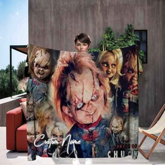 Handmade Blanket Cult Of Chucky Chucky Custom Name Blanket Throw Blanket Christmas Gift for Friends DIY Winter blanket.