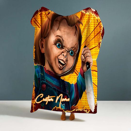 Handmade Blanket Cult Of Chucky Chucky Custom Name Blanket Throw Blanket Christmas Gift for Friends DIY Winter blanket.