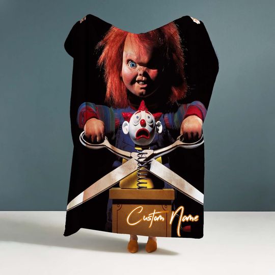 Handmade Blanket Cult Of Chucky Chucky Custom Name Blanket Throw Blanket Christmas Gift for Friends DIY Winter blanket.