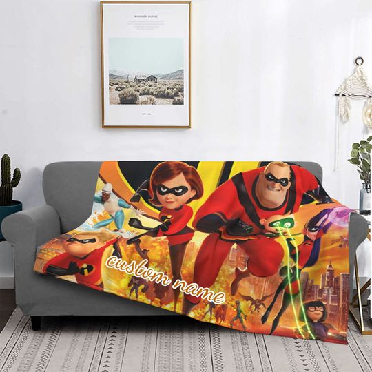 Custom Name Blanket Disney The Incredibles Tapestry Personalized Blankets Birthday Gift Customized DIY